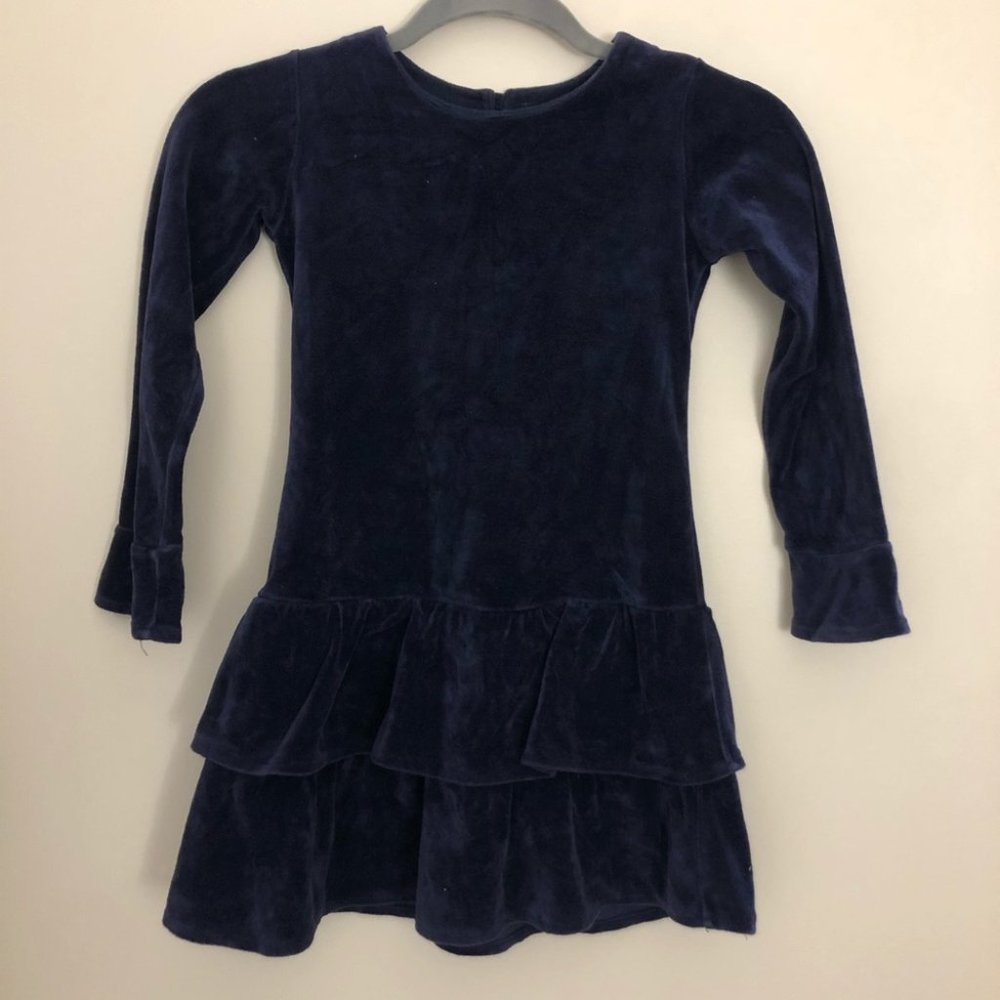 Ralph Lauren Navy Blue Velvet Long Sleeve Dress